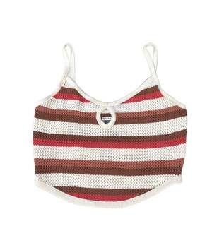 American Eagle Striped Crochet Keyhole Crop Top Sweater Knit Cami M Beachy Y2K